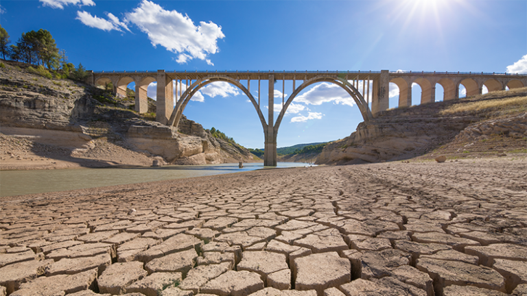 Global climate change is a European problem too Cracked earth in a Spanish reservoir caused by drought