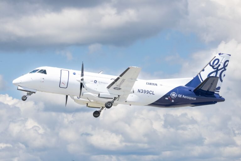 GE Aerospace hybrid electric flight demonstrator aircraft Saab 340B
