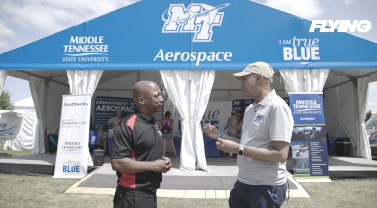 Middle Tennessee State University aerospace booth area at EAA AirVenture Oshkosh in 2026 [Credit: FLYING Magazine]