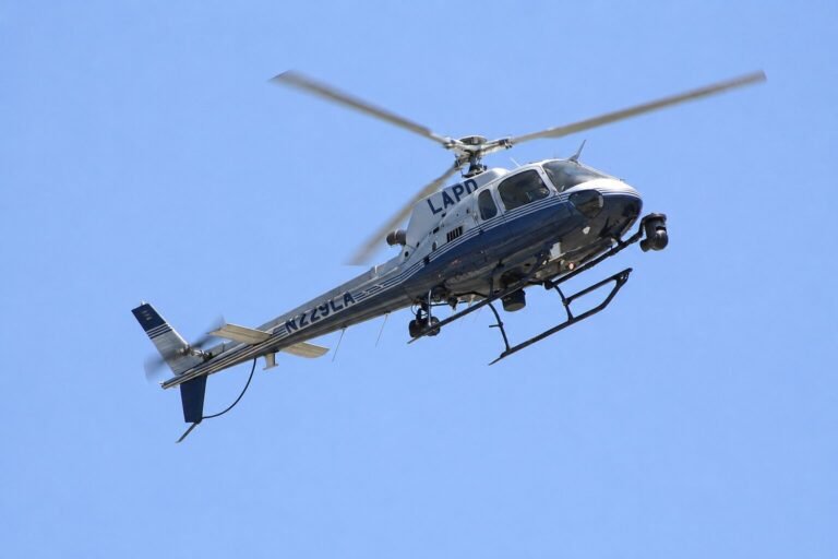Large drone strikes LAPD helicopter over Los Angeles