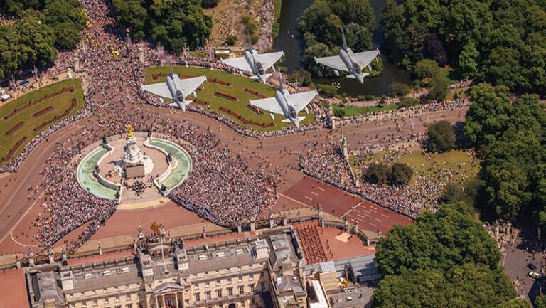 RAF Chief Plans Sixth-Generation Air Force Evolution Eurofighter Typhoons flying over crowds in London
