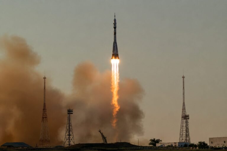 Russia launches American and cosmonauts to ISS