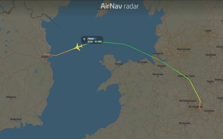 Ryanair flight FR661 declared an emergency over Irish Sea on approach to Dublin