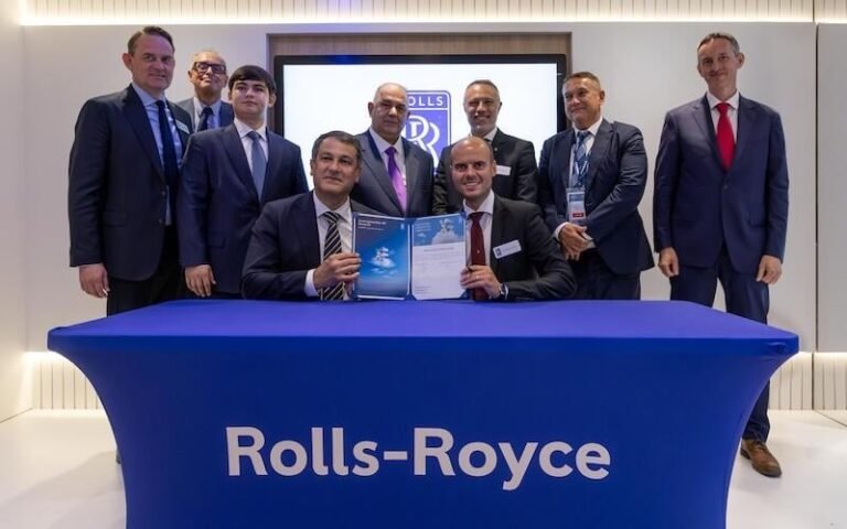 Tajikistan’s Somon Air Selects Rolls-Royce To Power 787s Rolls-Royce and Somon Air officials pose after signing the Trent 1000 XE agreement at Farnborough