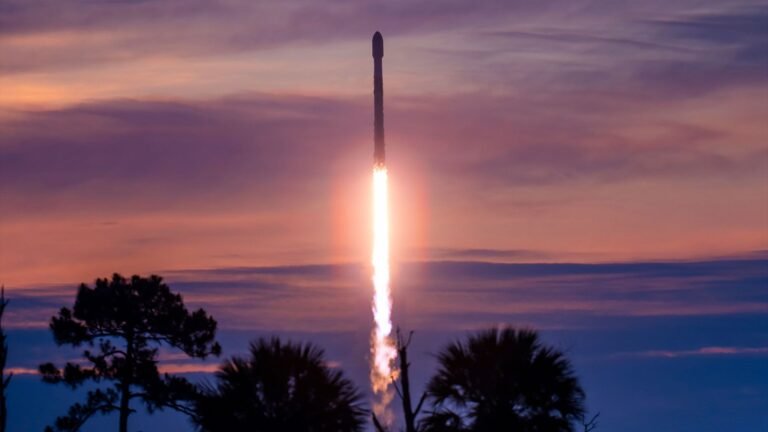 Watch a SpaceX Falcon 9 rocket launch for record-breaking 36th time early on July 9 A rocket lifts off into the dawn sky, set against purple clouds and a pinkish-orange horizon