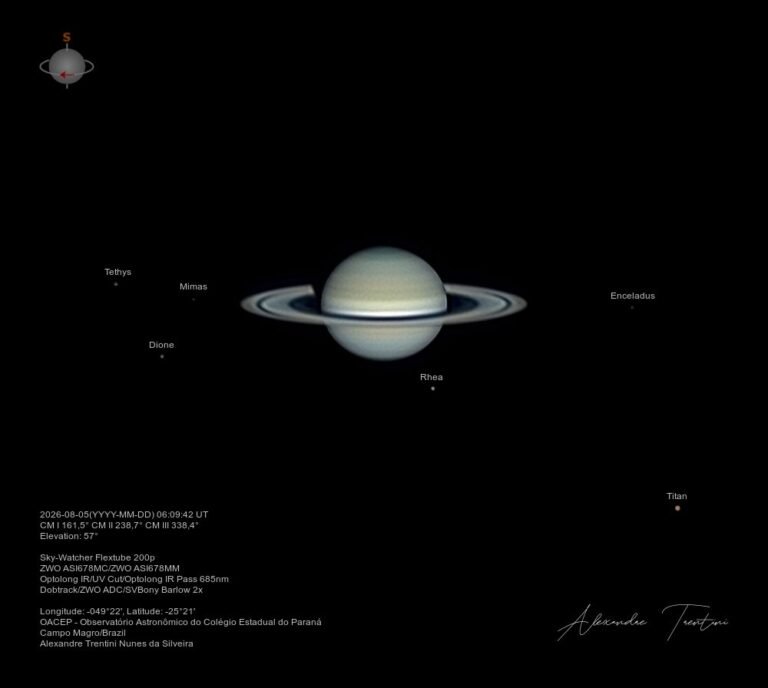APOD: 2026 August 11 - Six Moons of Saturn