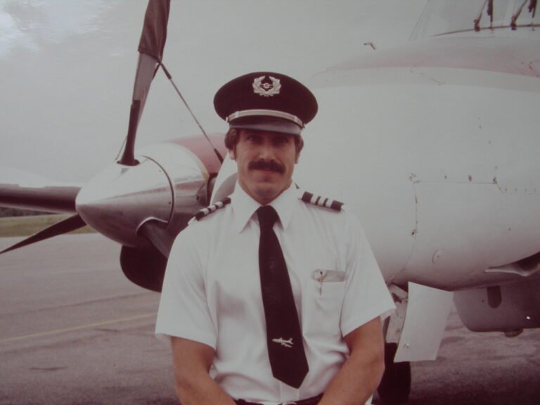 Les Abend’s first step toward an airline career as a Beech 99 copilot. [Credit: Les Abend]