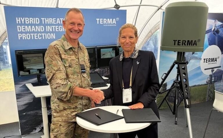 Denmark Taps Terma To Build Country-Wide Counter-Drone Surveillance System DALO chief Lt. Gen. Per Pugholm Olsen and Terma CEO Henriette H. Thygesen