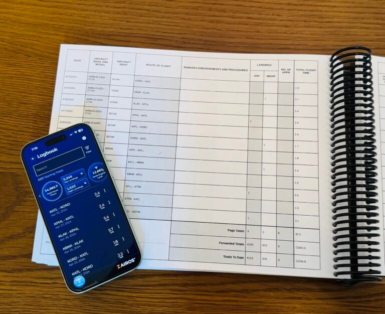 AIROS digital logbook and paper logbook side by side [Credit: AIROS]