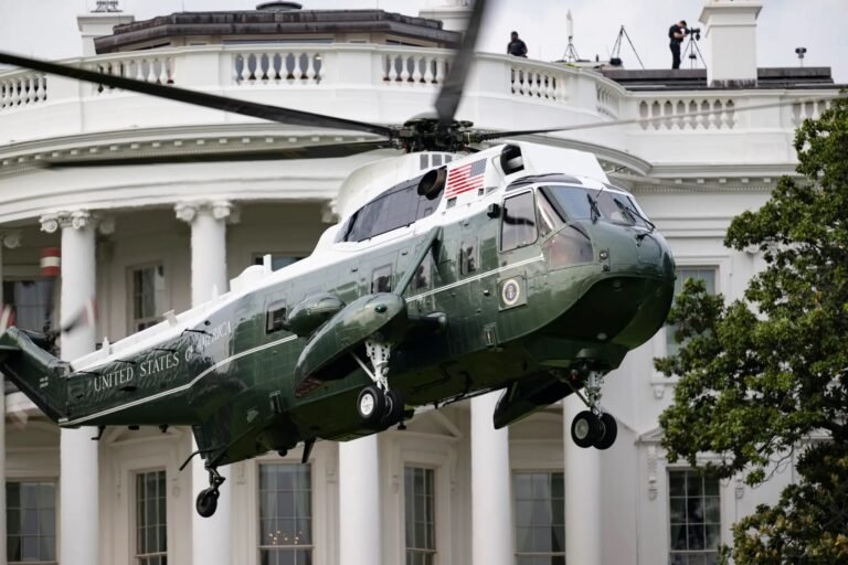 Marine One lifts off in front of the White House in Washington, D.C. [Credit: White House]