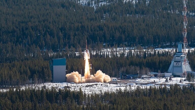 rocket launching in forested area