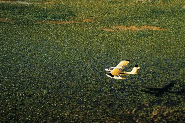 Lockwood Aero’s AirCam flies low and slow over the marsh in Sebring, Florida. [Credit: Jon Whittle]