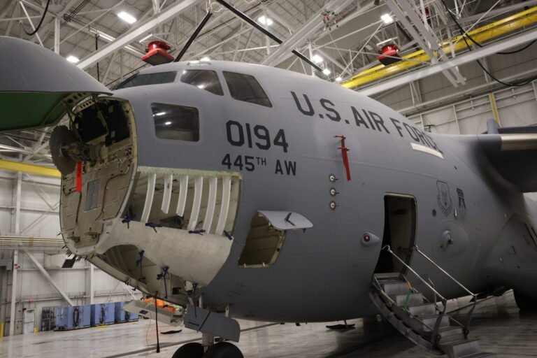US Air Force flies first robot-formed C-17 nose panel US Air Force flies first robot-formed C-17 nose panel