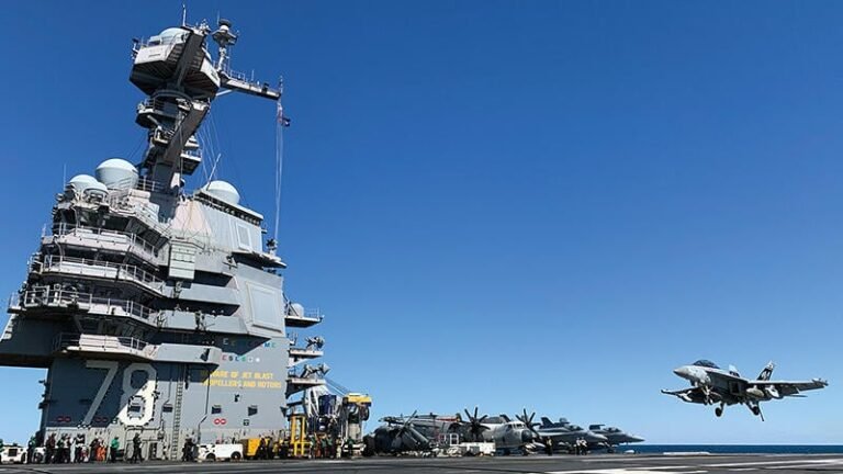 aircraft landing on USS Gerald Ford deck