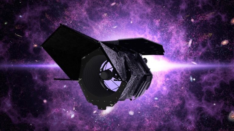 What Is the Nancy Grace Roman Space Telescope? (Grades 5-8) Image shows an illustration of the Nancy Grace Roman Space Telescope with a galaxy illustration in the background. Formerly known as WFIRST, is an upcoming space telescope designed to perform wide-field imaging and spectroscopy of the infrared sky.