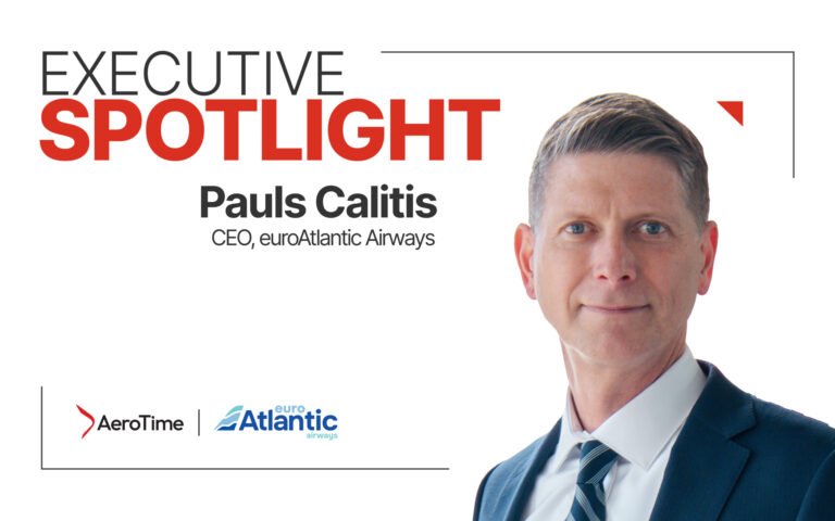 euroAtlantic’s new CEO outlines dual-fleet strategy Executive Spotlight banner introducing Pauls Calitis CEO of euroAtlantic Airways with AeroTime and euroAtlantic logos