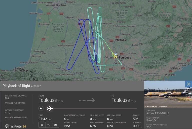 Airbus A350F freighter completes first flight A350F First Flight full flight path
