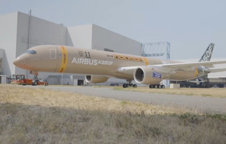 Airbus makes final preparations for A350 freighter flight tests Airbus A350F in parcel livery source Airbus social media
