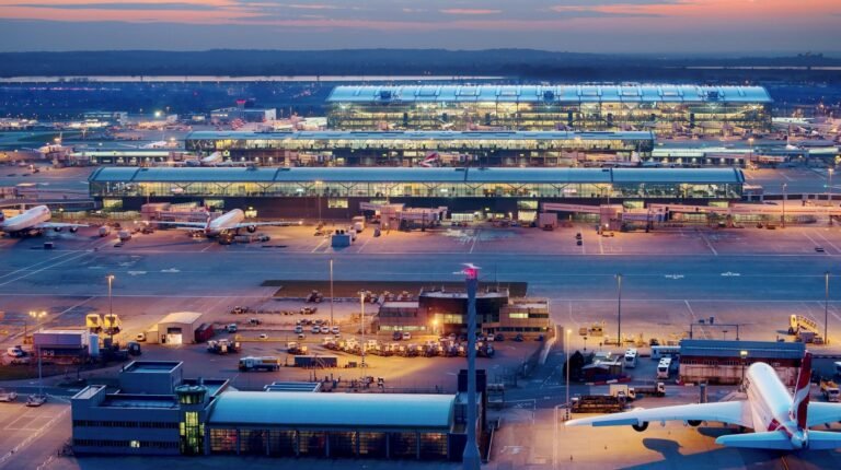 Aerial view of Heathrow Airport.