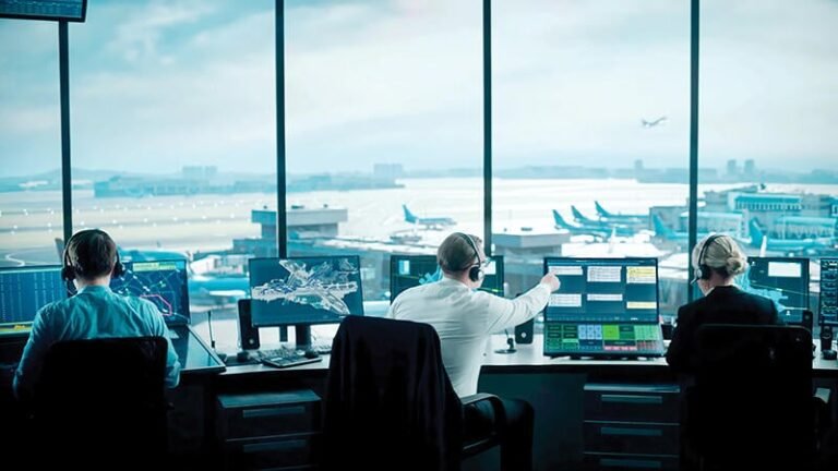 Airspace Redesigns And Technology Ease European Air Traffic Congestion three air traffic controllers in tower