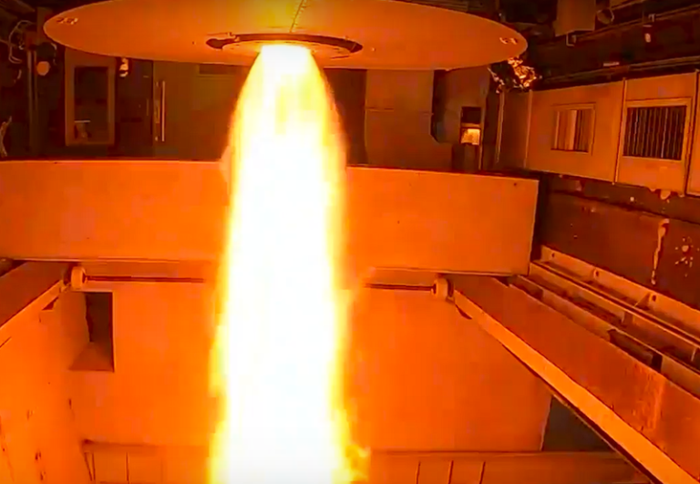 HyPrSpace Set For 2027 Baguette One Launch Preparing Orbital Flights white-orange rocket exhaust from engine