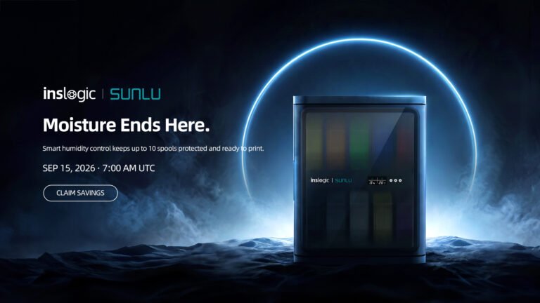 New FilaDC i10 by SUNLU and INSLOGIC Rethinks Filament Storage The FilaDC i10 with its front-facing display showing real-time humidity and temperature readings. Image via SUNLU / INSLOGIC.