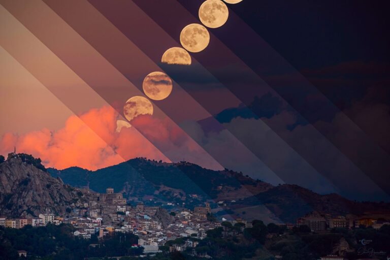 APOD: 2026 October 1 - Harvest Moon with Erupting Mount Etna