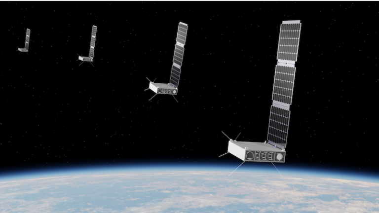 a render of flotta platforms flying in formation