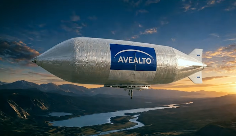 MirCorp Founder Eyes HAPs Telecom Market As Satcom Alternative silver avealto airship in air rendering