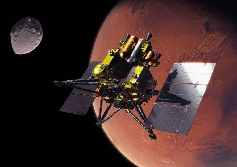 NASA Briefing to Highlight Contributions to Martian Moons Mission Artist view of the MMX spacecraft with Mars background.
