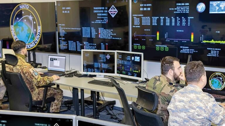 NATO Seeks Alliance-Wide Military Space Contributions Soldiers at computers at NATO Space Operations Center