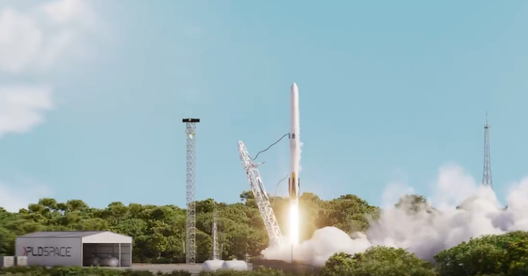 PLD Space Explores Miura 9 Launch From Kourou rocket launch in daytime