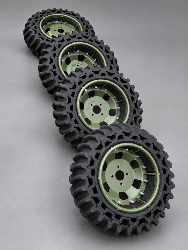 Print&Live and iSCALE 3D Scale Up Production of Airless UGV Wheels After Combat Testing 3D printed airless wheels for unmanned ground vehicles. Photo via Print&Live.