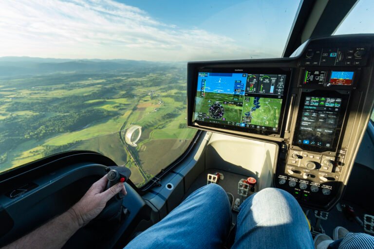 Beta’s all-electric Alia CX300 features a streamlined cockpit with touchscreen displays and intuitive joystick controls. [Credit: Beta Technologies]