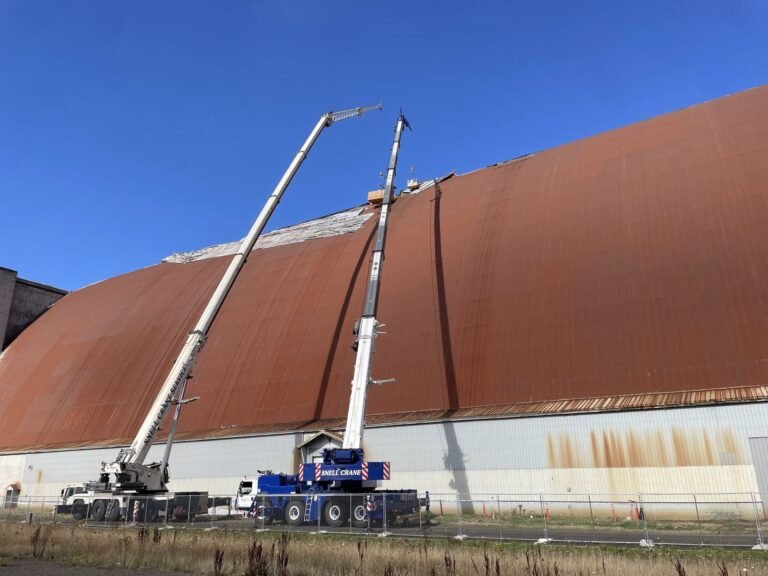 Tillamook Air Museum in Oregon is set to reopen on October 29, as roof repairs to Hangar B continue. [Credit: Tillamook Air Museum Facebook page]