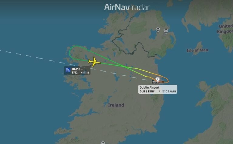 United UA316 to Newark just turned around and returned to Dublin United UA316 to Newark just turned around and returned to Dublin